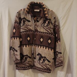 Men's Brown Southwestern Horse Zip Jacket